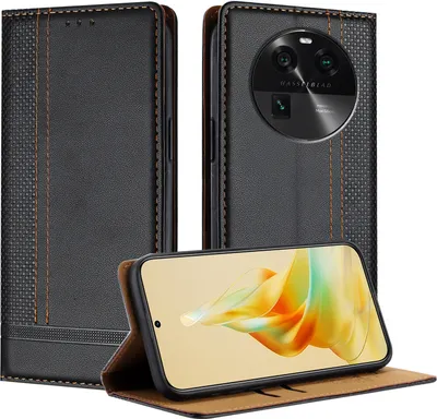 Obrázek produktu pro Pouzdro pro OPPO Find X6 kožené flipové pouzdro s funkcí stojánku černé