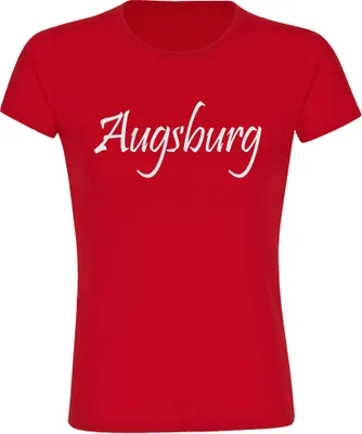Produktbild von multifanshop Damen T-Shirt - Augsburg - Schriftzug, rot, Größe S