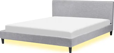 Obrázok produktu pre BELIANI manželská posteľ svetlosivá LED osvetlenie 180 x 200 cm ľanový vzhľad klasika