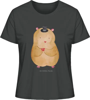 Produktbild von Mr. & Mrs. Panda Damen Basic T-Shirt Hamster Hut Größe XL - Anthrazit - Geschenk, Baumwoll, Zauberer, Zwerghamster, Kurzarmshirt, Shirt, Magier, Lustige Sprüche, Zylinder