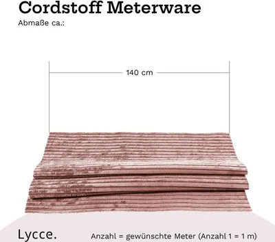 Cordstoff Meterware 1,40 m breiter Polsterstoff für Möbel Kissenbezüge DIY Zuschnitt Powder Rosa Rose