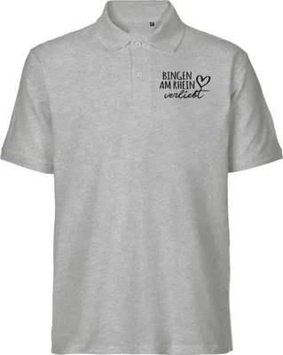 Produktbild von Huuraa Herren Polo Shirt Nidderau verliebt XXL Sport Grey Bio Baumwolle Fairtrade Poloshirt Geschenkidee