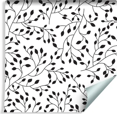Obrázok produktu pre 10m VLIES WALLPAPER Roll Delicate Black Leaves NATURE XXL