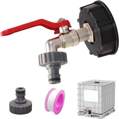 Produktbild von IBC-Tankkran mit S60 x 6 Anschluss – Kran für Regentonne – Zubehör für Regentonne – 3/4 Zoll – Anschluss für Gartenschlauch – Wasserbehälter-Kran mit Anschluss – Ersatz für Regentonne – Gartenarbeit mit Regentonnen.