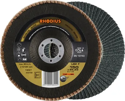 Produktbild von RHODIUS TOPline LSZ F Fächerschleifscheibe 150 x 22,23 mm K60 10 Stk