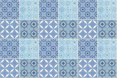 Produktbild von Fliesenaufkleber 15x15 cm – 24 Stück – Selbstklebend – Wasserfest – Pflegeleicht – Hitzebeständig – Für Küche & Bad – Blaue orientalische Komposition
