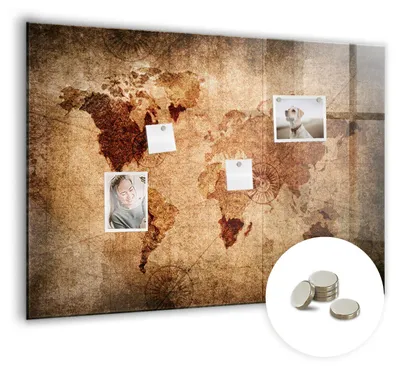 Produktbild von Dekorative Magnettafel 100x70 cm - Magnetwand - für Fotos, Karten und Notizen - Fotowand - Memoboard - Magnetpinnwand - Wanddekoration - Karte der alten Welt
