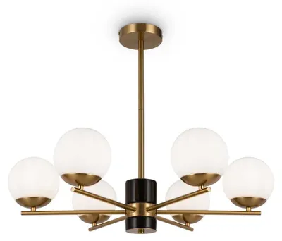 Zdjęcie produktu dla Lampa wisząca, szkło metalowe, mosiądz, 8-płomienna, D 67 cm