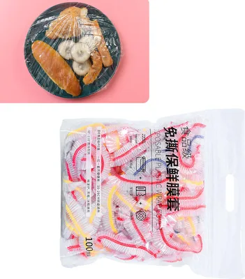 Produktbild von 100 Stück Einweg-Schüsselabdeckungen aus lebensmittelechtem, dehnbarem PE, elastische Schüsselhüllen für den Haushalt