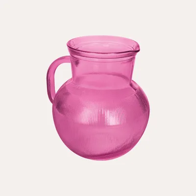 Image de KEYHOMESTORE | Carafe en verre recyclé de couleur fuchsia, hauteur 20 cm