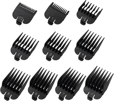 Produktbild von Aufstekkamm Set 1/16" bis 1", 10 Stücke, schwarz, Nylon, für Haarschneider
