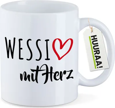 Immagine prodotto di Tazza da caffè Huuraa Wessi con cuore, 330 ml, Vetroceramica bianca, idea regalo