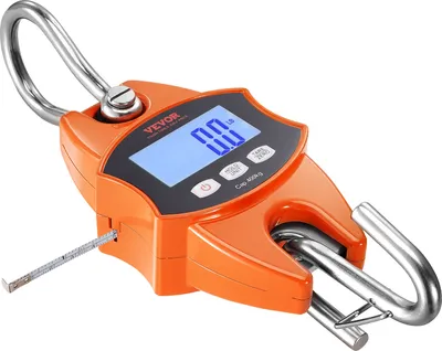 Obrázok produktu pre VEVOR žeriavová váha 0,15 až 400 kg digitálna závesná váha lbs/kg/N ťahová váha 0,05 kg presnosť herná váha priemyselná váha LCD displej závesná váha mini prenosná váha s integrovaným meracím pásom 1 M