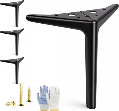 Zdjęcie produktu dla Nogi meblowe 18 cm, 4 szt., czarne, do stół, stal węglowa, 700 kg
