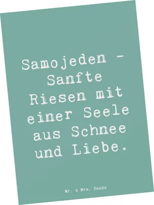 Produktbild von Mr. & Mrs. Panda Postkarte Spruch Samojede Liebe - Meeresbrise - Geschenk, treue Hunde, Hundenatur, Hunderassen Beschreibung, Ansichtskarte, Hundeliebhaber, Charakter