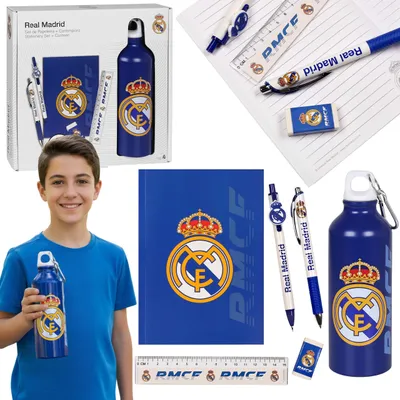 Obrázek produktu pro Real Madrid Sada školních potřeb PRO HRÁČE, GAMER, sada papírenského zboží + láhev na vodu