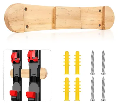 Image de Omgoods - Support mural minimaliste en bois pour skis