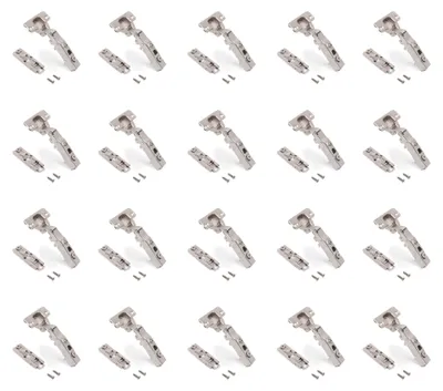 Image de Lot de 20 charnières droites X91 à fermeture amortie avec embases droite à visser -  Hauteur 1 -  Acier -  Nickelé