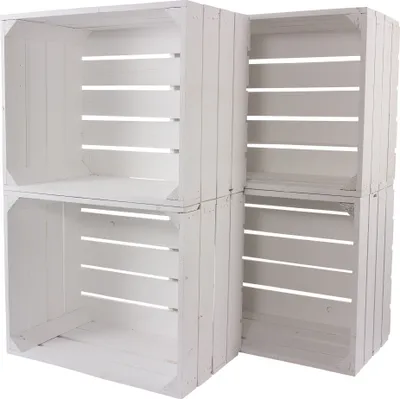 Produktbild von 8er Set neue weiße/weisse Obstkiste 50cm x 40cm x 30cm Holzkisten standard Set Weinkisten Geschenkkiste Geschenk Box Regal klassisch DIY natur