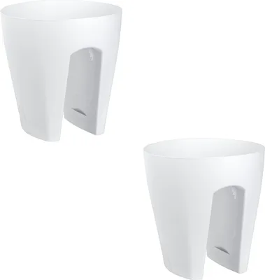 Produktbild von 2x Blumentopf für Geländer Blumenkasten Geländerkasten Balkonkiste in weiss