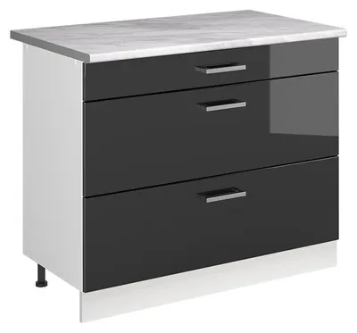 Zdjęcie produktu dla Szafka dolna do kuchni Vicco R-Line Antracyt połysk/Biały 100 cm blat roboczy Marmur, Model 71490