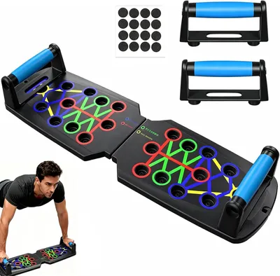 Obrázok produktu pre Push Up Board 14 v 1, multifunkčné stojany na kľuky, pre domáci silový tréning, prenosné push up tyče