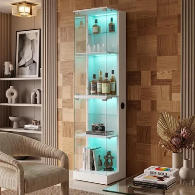 Immagine prodotto di VANITII, vetrina espositiva con illuminazione RGB a LED, 4 ripiani in vetro antiriflesso, controllo touch