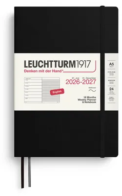 Produktbild von LEUCHTTURM1917 Wochenkalender 2027 A5 mit Notizbuch, liniert - Terminplaner Engl