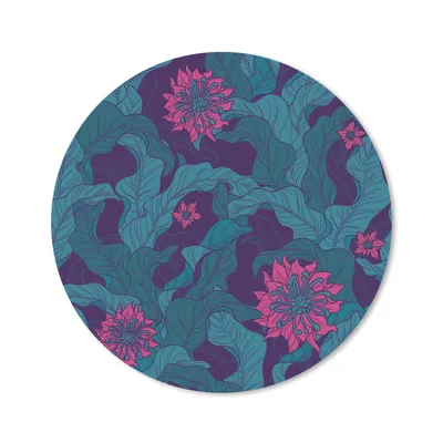 Produktbild von MuchoWow® Mauspad Mousepad Eine Illustration eines Blumenmusters mit lila Blumen 50x50 cm - Mousepads - Maus Mat - Pad - Mausunterlage - Vinyl