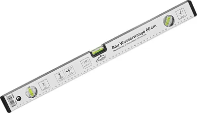 Alu Messwaage Bau Wasserwaage Richtwaage 60 cm mit 3 Libellen und Messskala Waage Bauwaage messen Baustelle Werkstatt Hobby Profi Werkzeug Lineal günstig kaufen 396553 40073 4066986400735