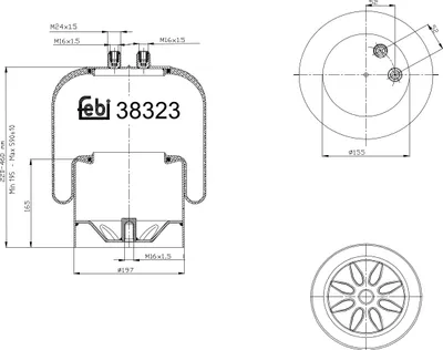Produktbild von FEBI BILSTEIN Luftfederbalg 38323 passend für MERCEDES-BENZ ECONIC 280mm 155mm 155mm 190mm