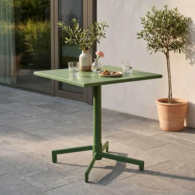 Immagine prodotto di Tavolo da giardino bistrot quadrato con piano pieghevole verde cactus - Oviala Palavas