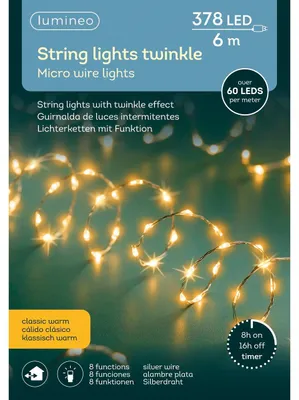Produktbild von Lumineo Lichterkette STRING LIGHTS TWINKLE 378 LED 6 m, klassisch warm