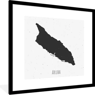 Produktbild von MuchoWow® Gerahmtes Poster Eine Illustration von Aruba in Schwarz auf einem staubigen Hintergrund 40x40 cm - Poster mit Schwarzem Bilderrahmen Wandposter Rahmen Foto Bilder - Poster - Plakat im Rahmen