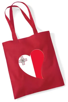 Produktbild von Huuraa Jutebeutel Malta Flagge Herz 10 Liter Classic Red Baumwolle Tasche Geschenkidee