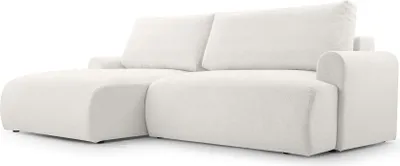 Produktbild von FEDVE Ecksofa Eckcouch Bordon L Form Sofa mit Schlaffunktion Bettkästen Couch Sofagarnitur Links Weiß (Aragon 01)