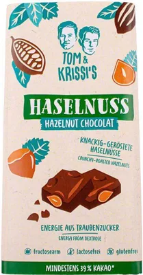 Produktbild von Tom & Krissi's Haselnuss-Vollmilchschokolade 90g