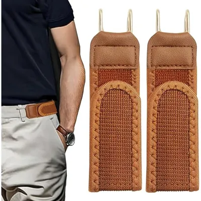 Produktbild von INF Unsichtbar Stretchgürtel 2er-Set Polyester Haken 15cmx3.8cm für Hosen Khaki