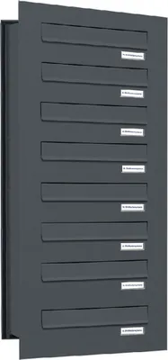 Produktbild von 8er Briefkastenanlage für Mauerdurchwurf RAL 7016 Anthrazit