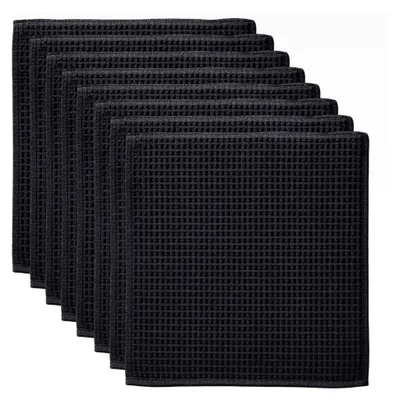 Produktbild von Waschbare Spüllappen, 8 Stück Geschirrtücher Schwarz, Hochsaugfähige Küchenlappen aus Mikrofaser für Abwasch und Haushalt