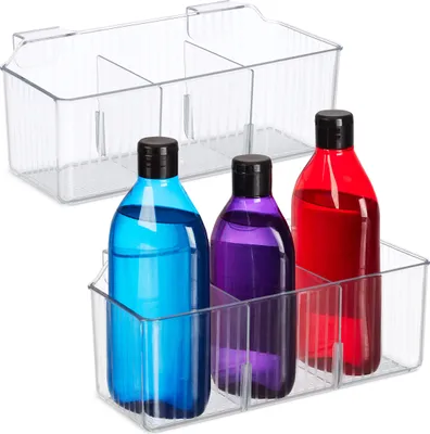 Produktbild von Relaxdays Schranktür Organizer, 2er Set, Einhängekorb für Küche & Bad, HBT: 10 x 25,5 x 12,5 cm, Kunststoff, transparent