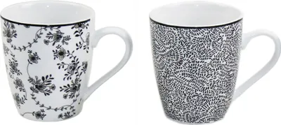 Image de Lot de 2 tasses Ibili Armonia assorties, en porcelaine, 8,8 x 10,4 cm, 360 ml, noires