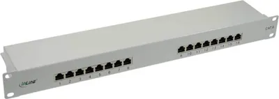 Obrázek produktu pro Patch panel InLine® Cat.6, 16cestný, 48,26 cm (19"), 1U, světle šedý, RAL7035