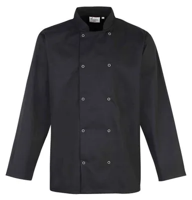 Produktbild von Premier - Kochjacke Druckknopf für Herren/Damen Unisex Langärmlig LT2684 (3XL) (Schwarz)