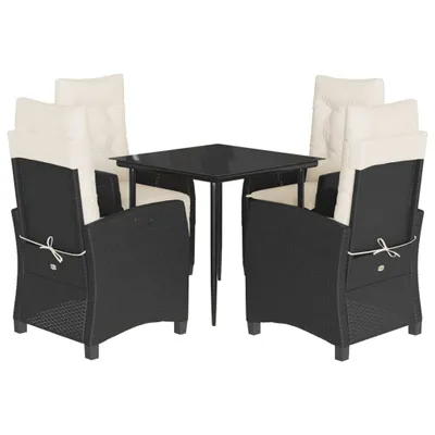 Obrázek produktu pro vidaXL 5dílný zahradní jídelní set s polštáři Black Poly Rattan