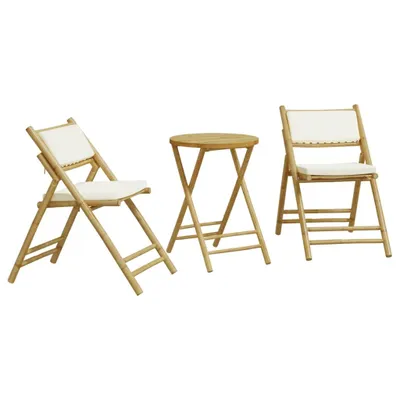 Produktbild von 3-tlg. Bistro-Set Klappbar mit Kissen Bambus