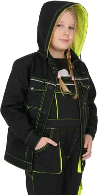 Produktbild von Jacke für Kinder NIZO BD Gr. 152 Kinderjacke SCHWARZ Übergangsjacke mit Kapuze Arbeitsjacke Baumwolljacke Jungen Mädchen