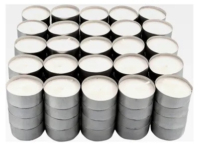 Produktbild von 100 Stück Unbeduftete Teelichter, Weiße Teekerzen