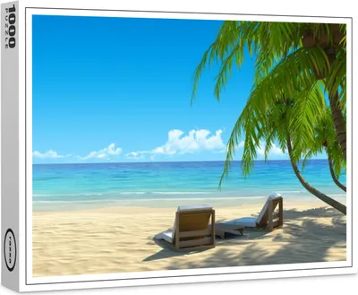 Image de puzzle premium raxxa "Deux chaises longues sur une plage de sable", 1000 pièces