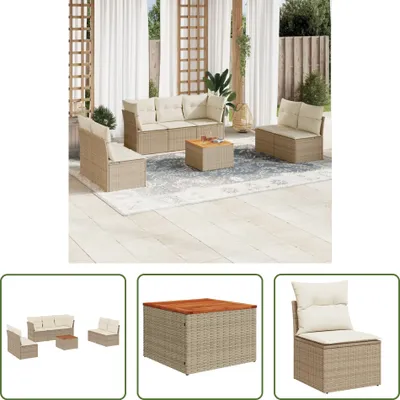 Produktbild von The Living Store 8-tlg. Garten-Sofagarnitur mit Kissen Beige Poly Rattan